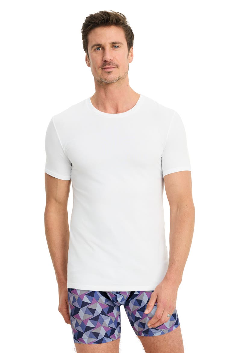 Men's Smooth Fit Cotton Stretch Crew Neck Undershirt - 3 Pack, Alternate, color, Diamond White