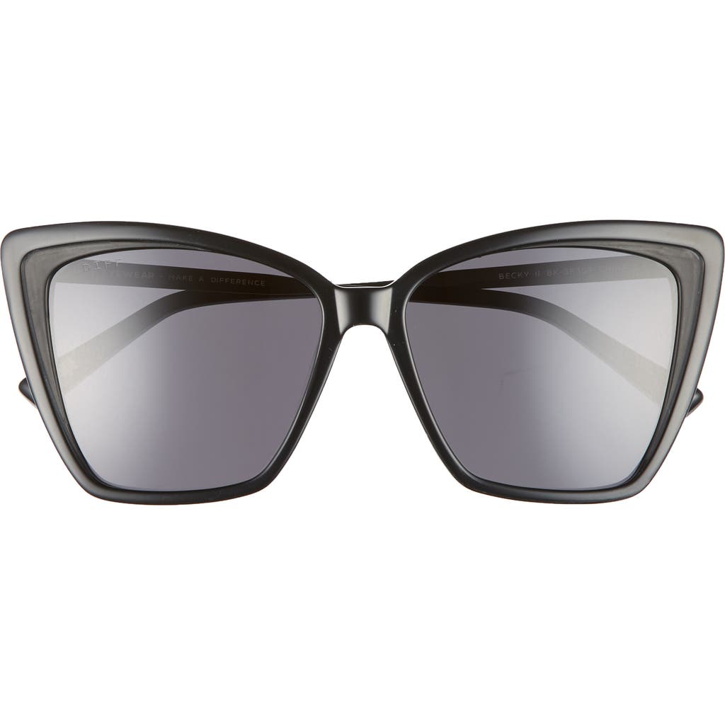 DIFF Becky II 56mm Cat Eye Sunglasses in Black/Dark Smoke  product