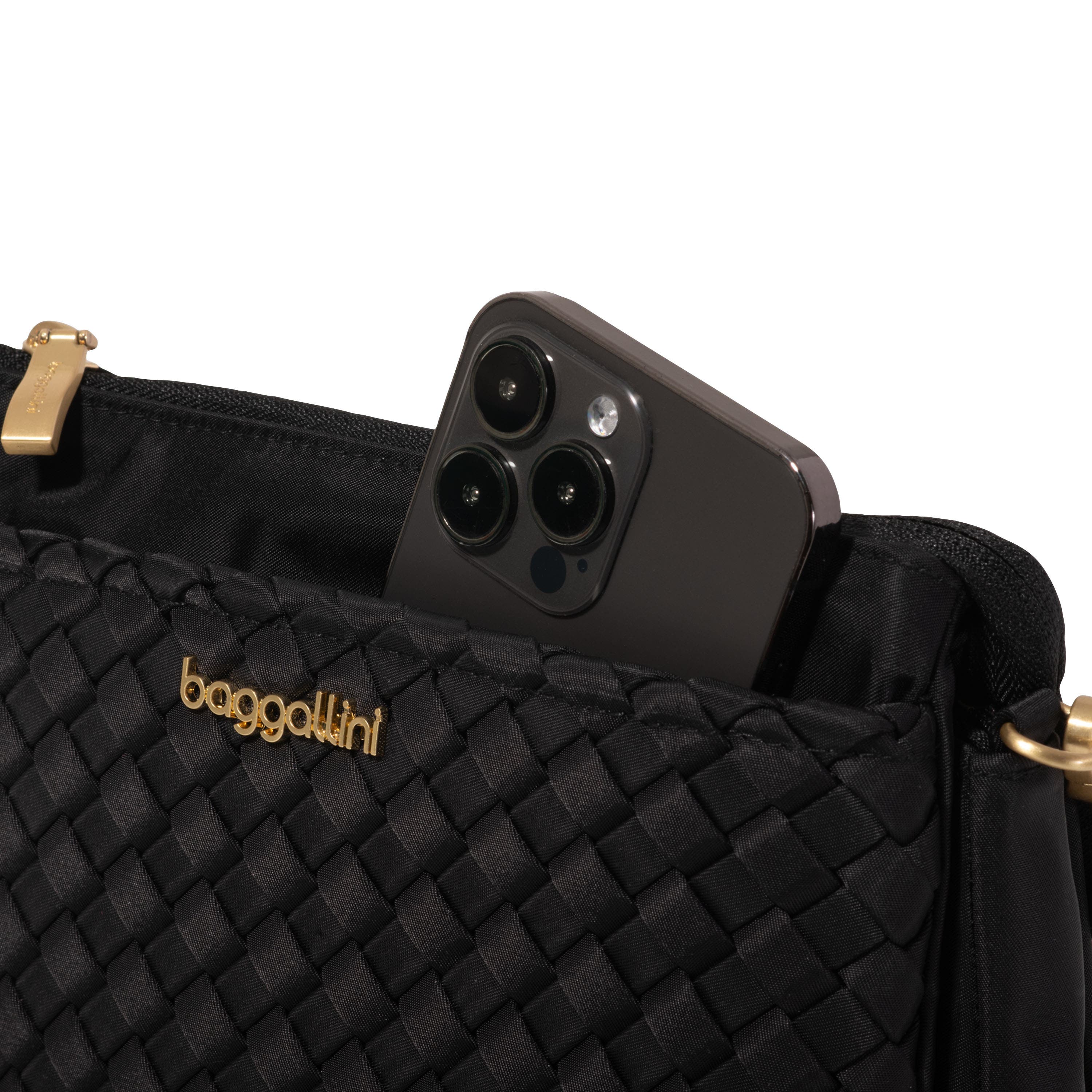 BAGGALLINI Perry Woven Crossbody, Alternate, color, Black Woven Twill