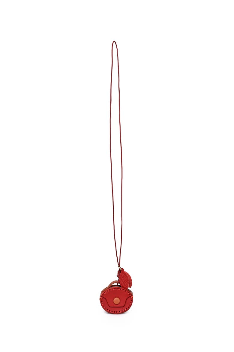 Oval Genuine Leather Two Tone Mini Charm, Alternate, color, Red