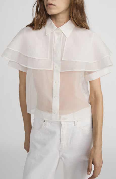 Cape Accent Silk Button-Up Shirt