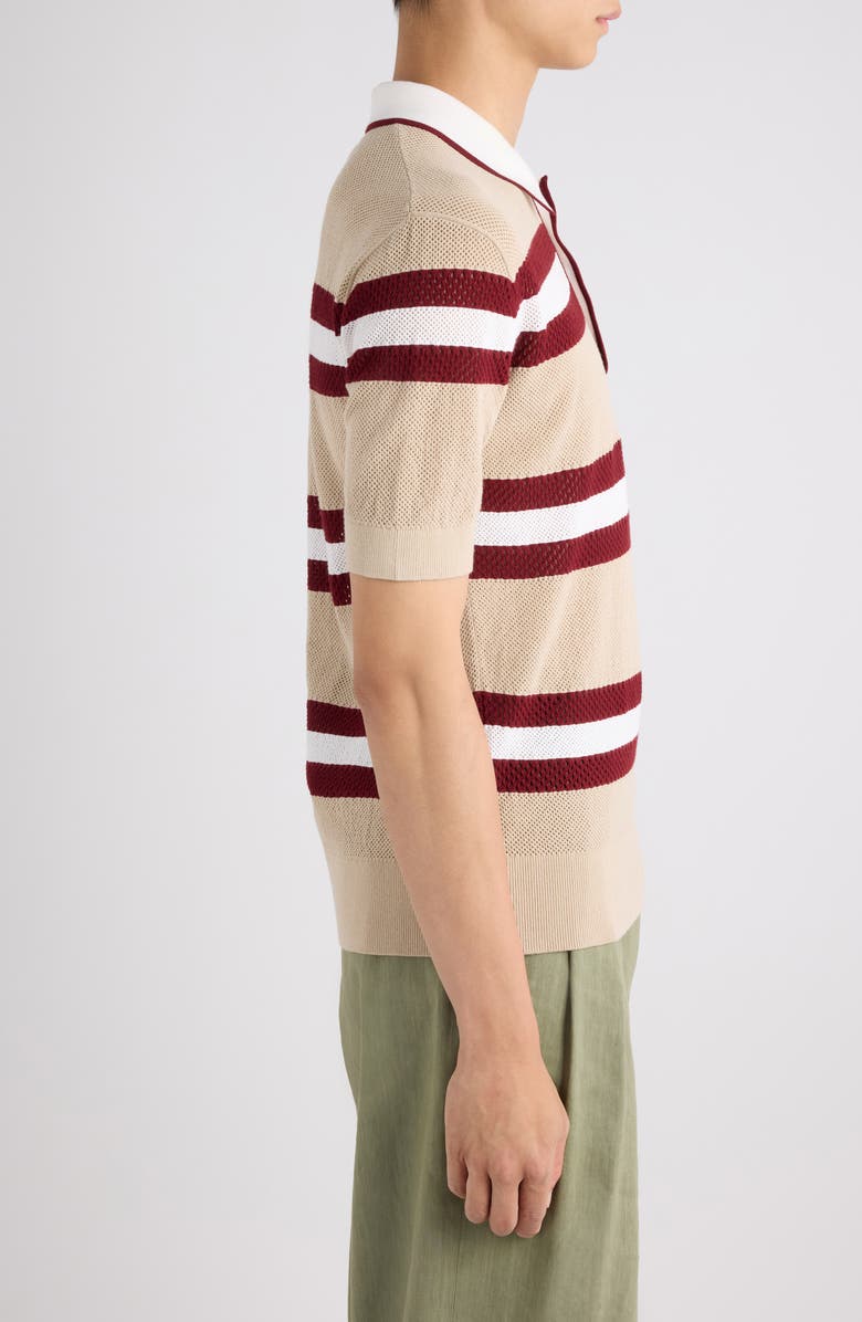Dries Van Noten Mercy Stripe Polo Sweater, Alternate, color, Beige