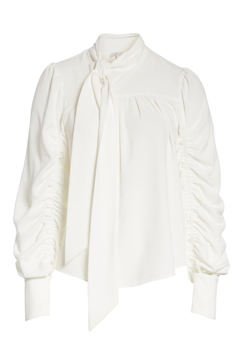 Kineta Tie Neck Blouse, Alternate, color, PORCELAIN