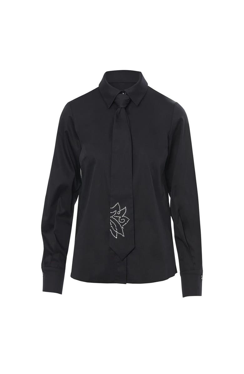 Gizia Printed Tie-Neck Blouse, Main, color, Black