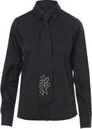 Gizia Printed Tie-Neck Blouse