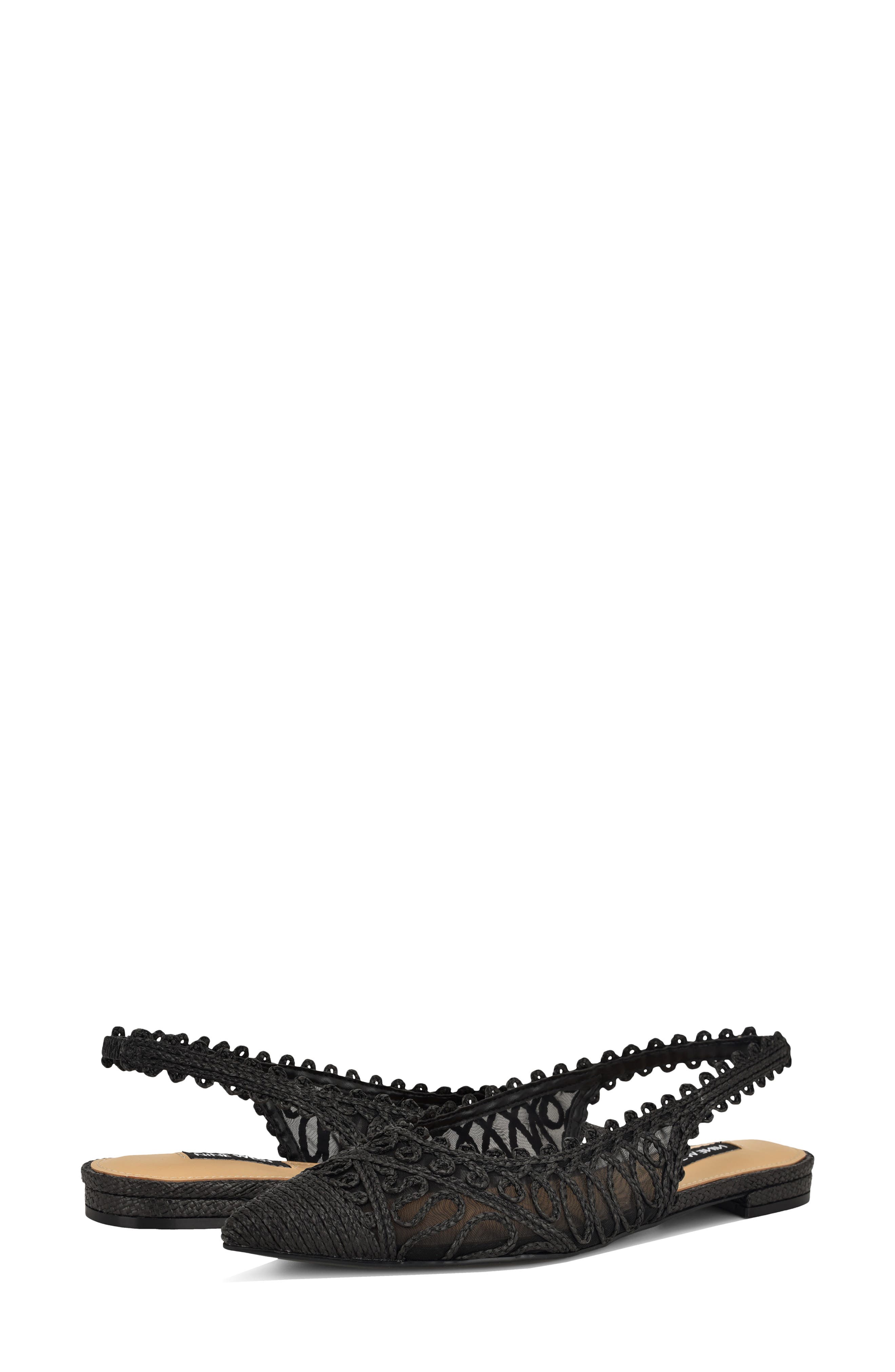Nine West Jovias Slingback Pointed Toe Flat, Alternate, color, Black