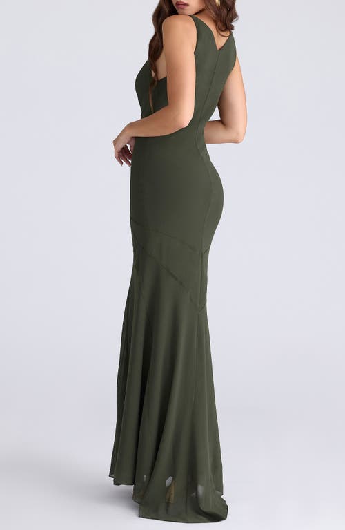 House Of Cb Womens Forest Green Sacha Georgette Panelled Woven Maxi Dress In Green