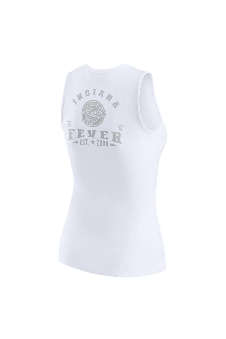 Women's WEAR by Erin Andrews White Indiana Fever Rib-Knit Henley Tank Top, Alternate, color, White