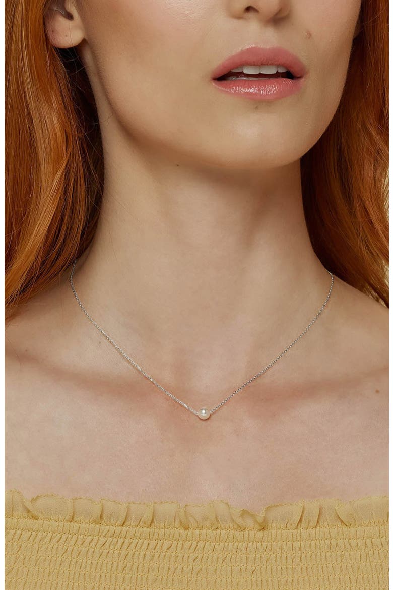 18K Gold Plated Sterling Silver Perfect Pearl Pair Necklace Set Gift Idea, Alternate, color, Silver