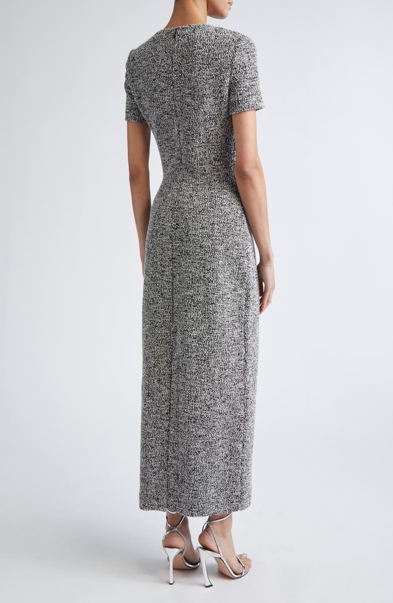 Oscar de la Renta Bouclé Tweed Jersey Sheath Dress, Alternate, color, Black/ Ivory
