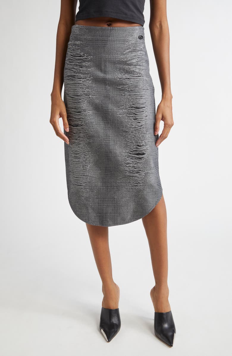 DIESEL<sup>®</sup> O-Tavy Prince of Wales Check Midi Skirt, Main, color, Melange Grey