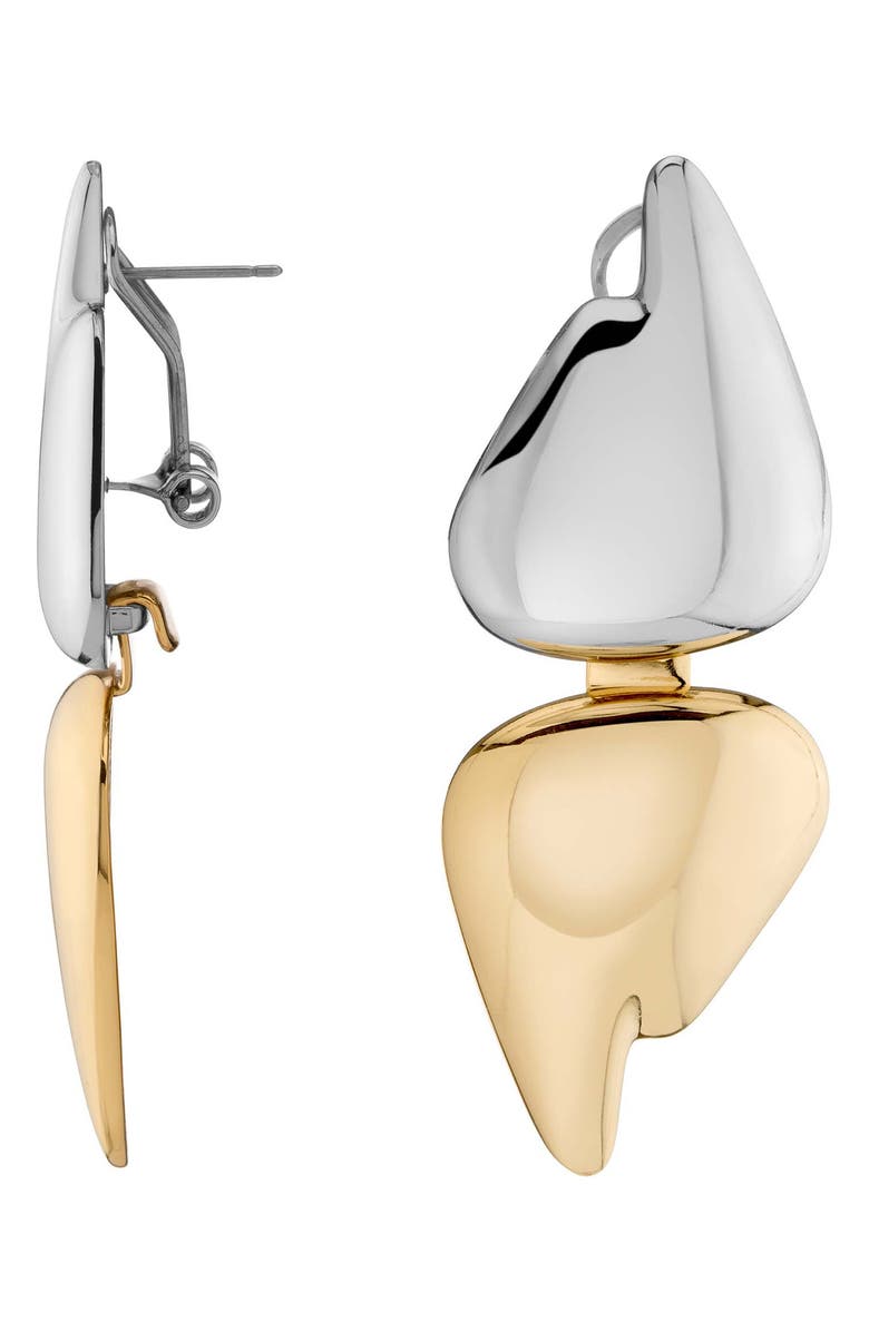 DEMARSON Blaze Mixed Metal Convertible Drop Earrings, Main, color, Gold