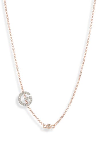 Meshmerise Bezel Diamond Initial Chain Necklace In Gold
