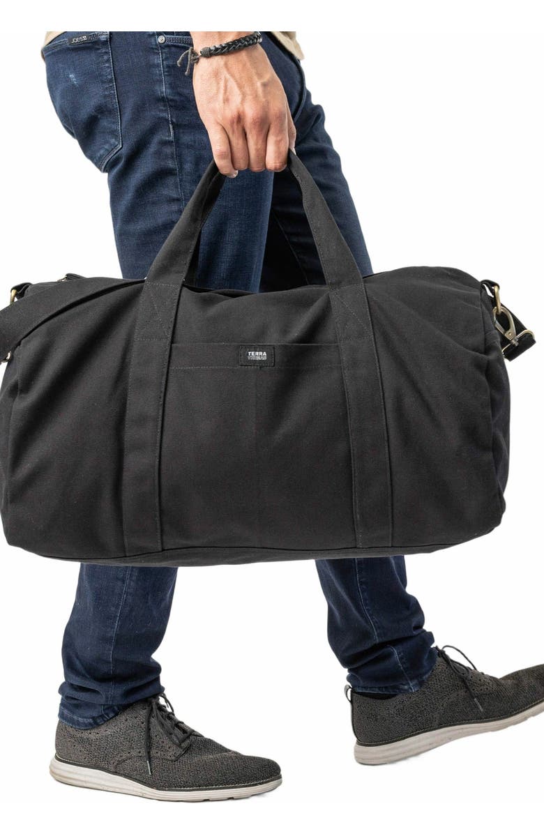 Terra Thread Organic Cotton Duffle Bag, Alternate, color, Ivory Black