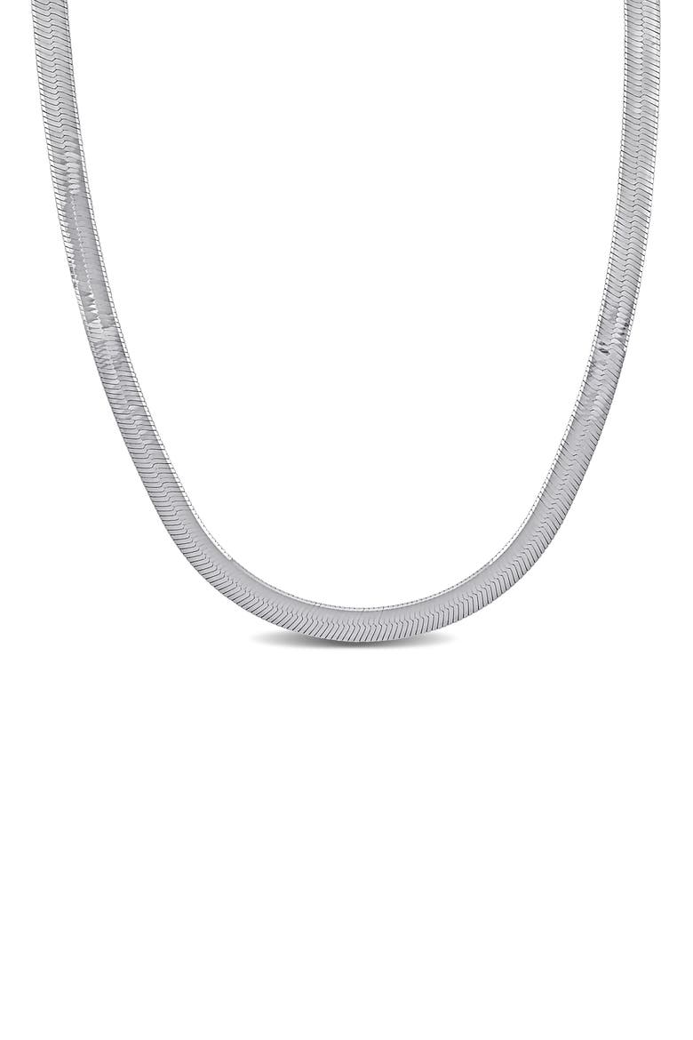 Herringbone Chain Necklace, Main, color, SILVER