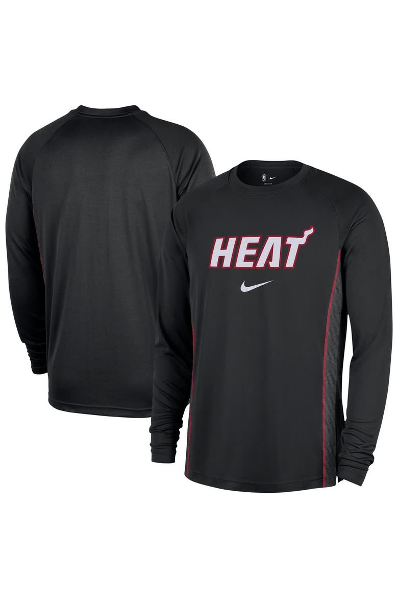 Men's Nike Black Miami Heat 2025/26 Authentic Pre-Game Legend Dri-FIT Long Sleeve Shooting Shirt, Main, color, Black