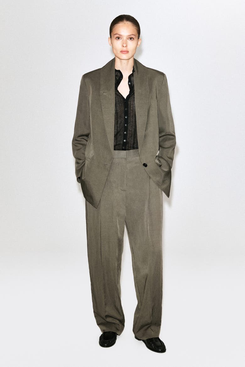 Fluid Pleated Straight-leg Pants, Main, color, DARK BEIGE