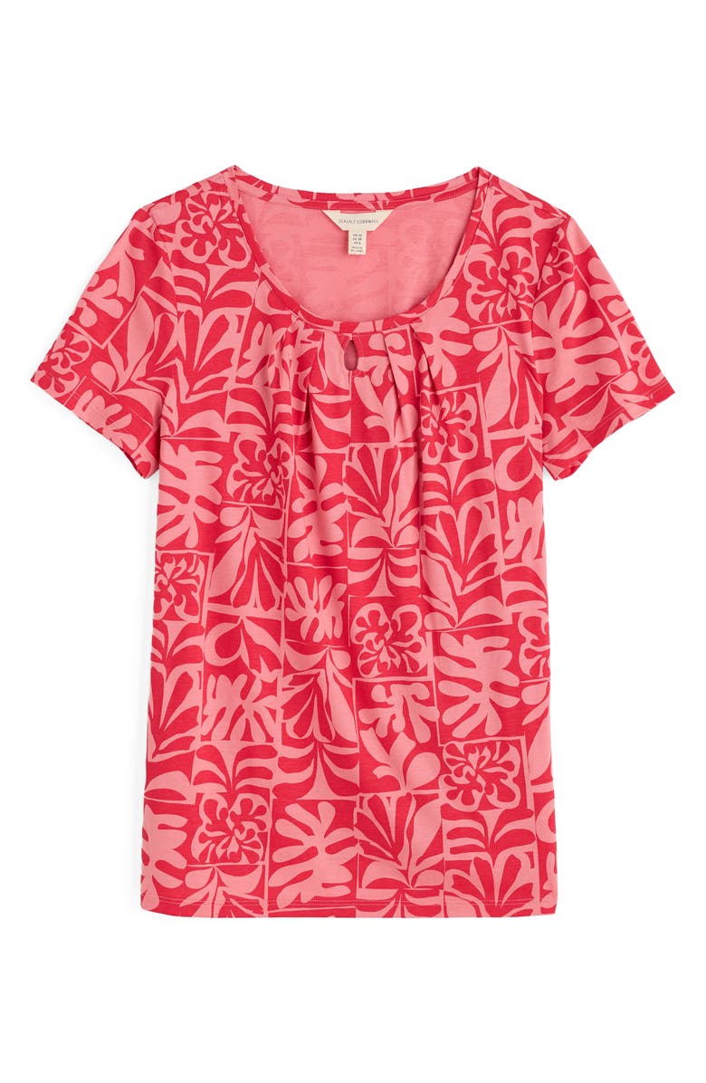 Seasalt Cornwall Appletree Keyhole T-Shirt, Alternate, color, Collage Seaweed Pink Sky