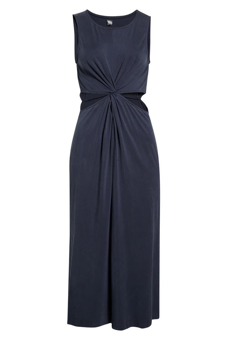 Around the World Front Twist Midi Dress, Alternate, color, NOCTURNAL NAVY