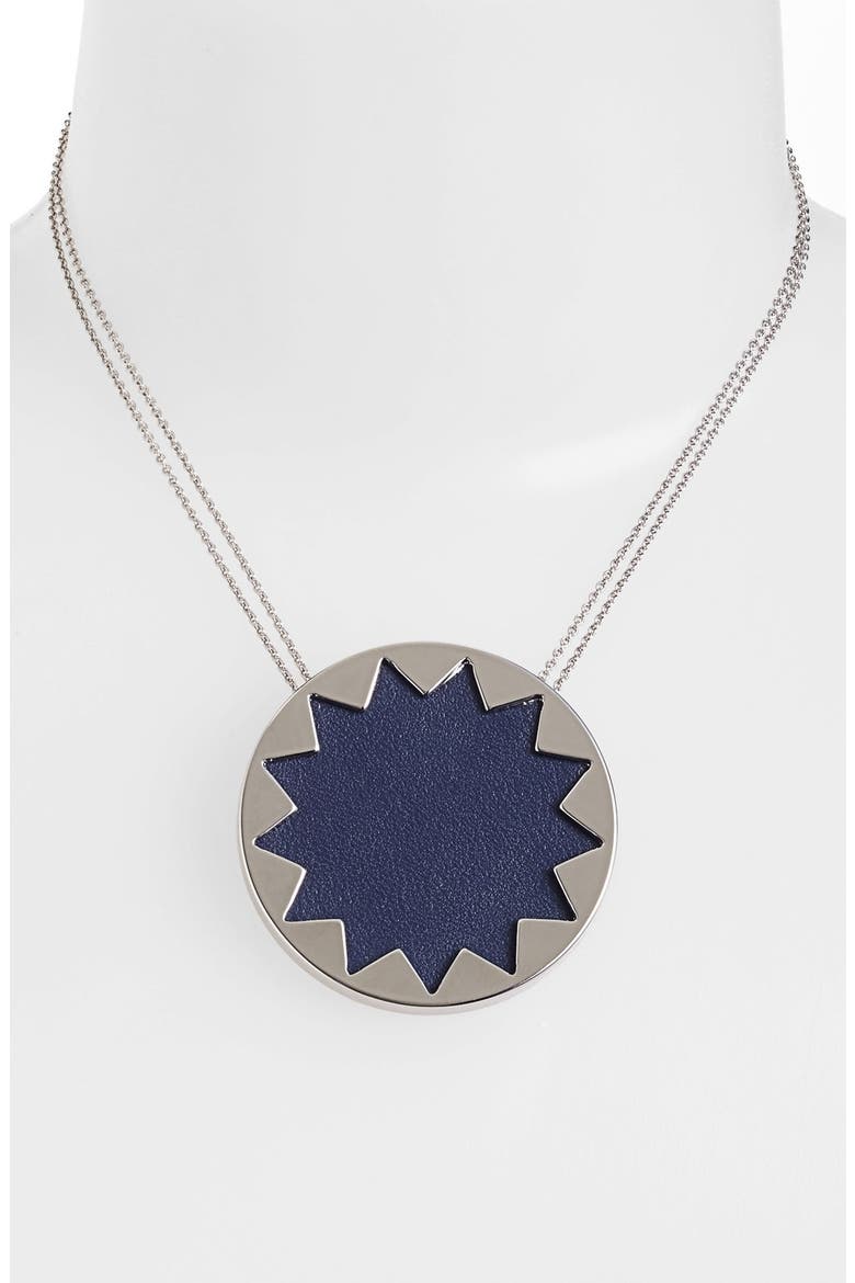 Sunburst Pendant Necklace, Main, color, NAVY/ SILVER