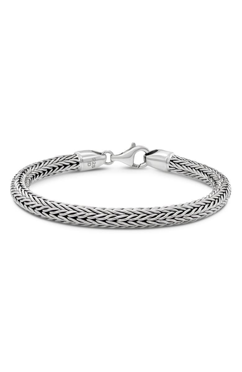 DEVATA Gender Inclusive Sterling Silver Foxtail Round 5mm Chain Bracelet, Main, color, 