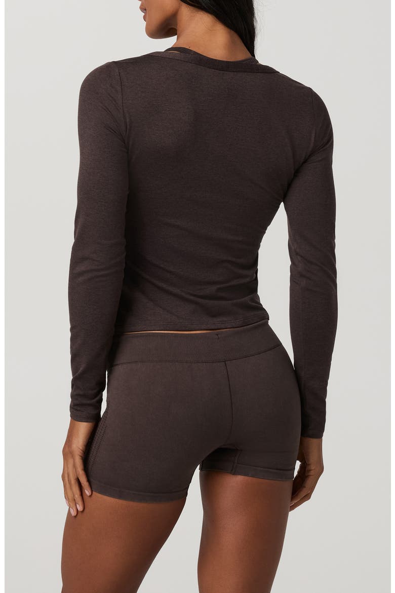 Halo Performance V-Neck Cardigan, Alternate, color, JAVA HEATHER