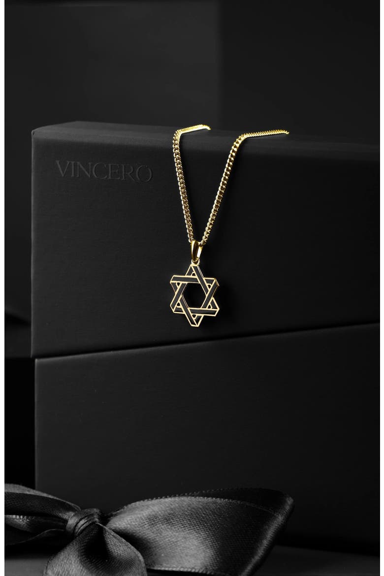Men's Star of David Pendant Necklace, Alternate, color, GOLD