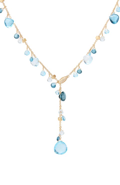 Paradise Mixed Topaz Lariat Necklace