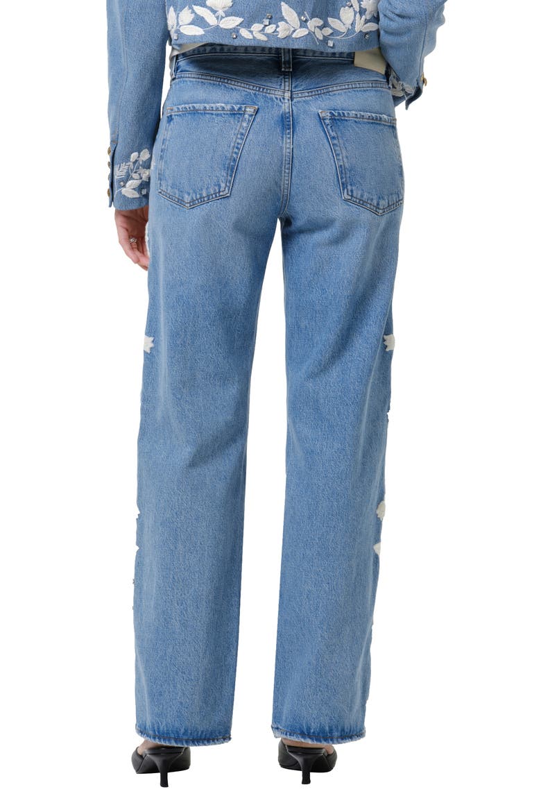 Lindz Floral Embroidered Straight Leg Jeans, Alternate, color, CUPID