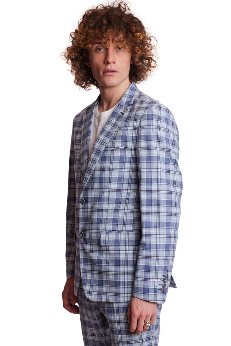 Dover Slim Fit Plaid Sport Coat, Alternate, color, BLUE MADRAS CHECK