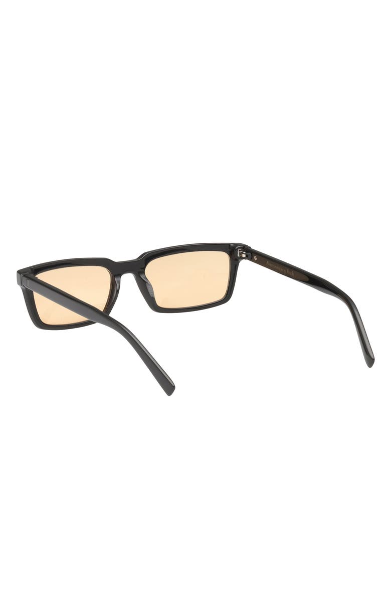 ABERCROMBIE & FITCH 54mm Rectangular Sunglasses, Alternate, color, Shiny Black / Amber Lens