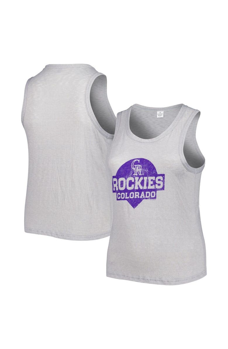 SOFT AS A GRAPE Women's Soft as a Grape Gray Colorado Rockies Plus Size High Neck Tri-Blend Tank Top, Main, color, Gray