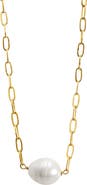 ATHRA LUXE Simulated Pearl Paperclip Chain Necklace