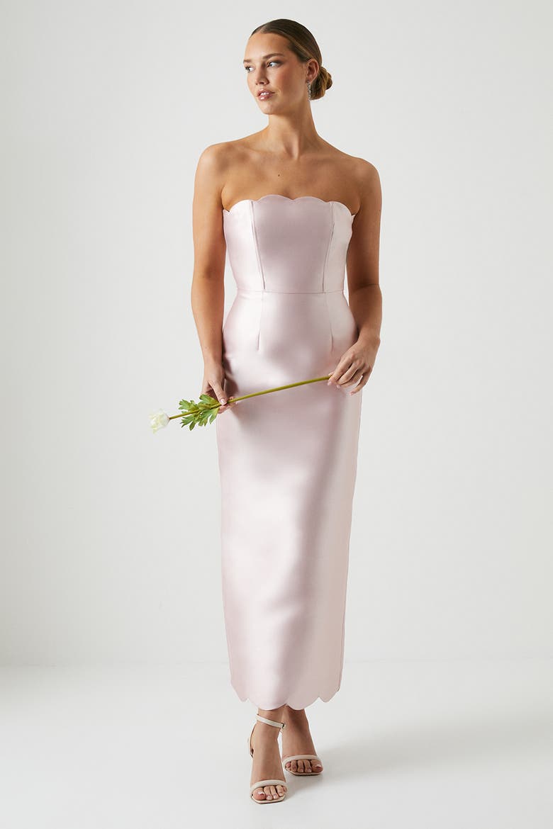 nordstrom blush bridesmaid dress Coast Women's Scallop Detail Twill Column Bridesmaid Dress in Blush