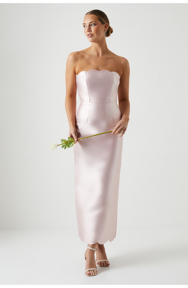 Coast Scallop Twill Column Bridesmaids Dress, Main, color, Blush