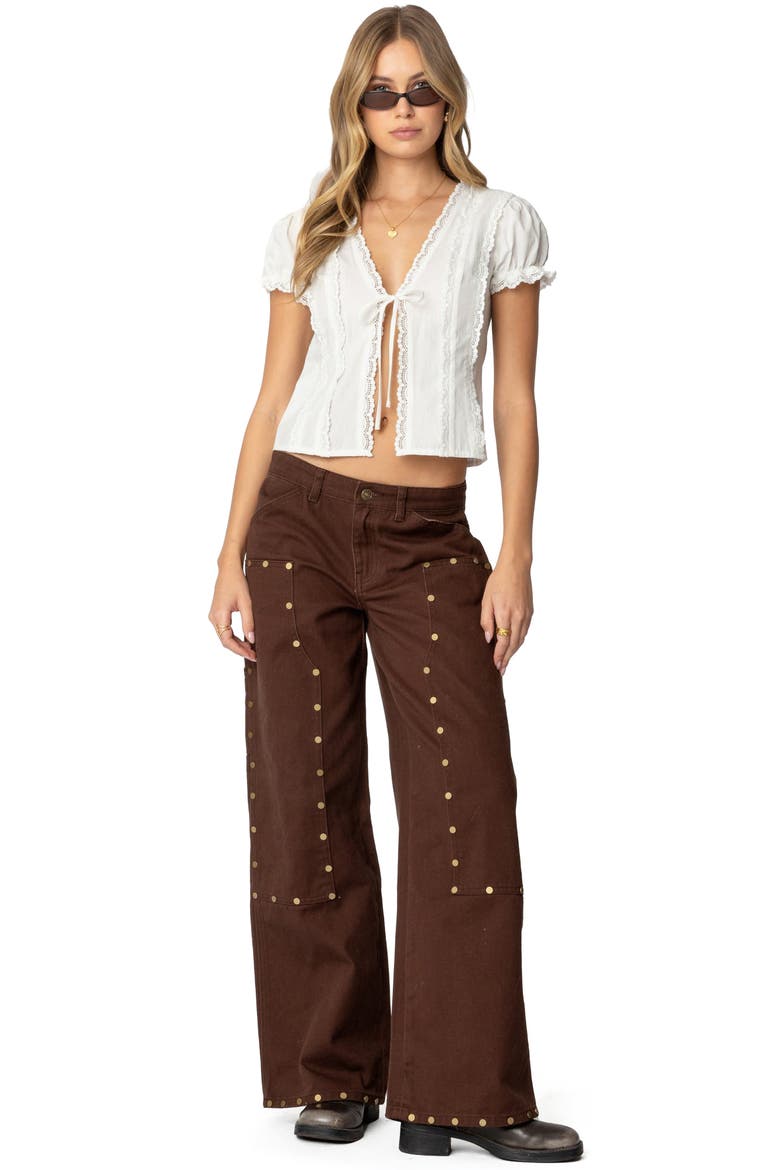 Studded Low Rise Carpenter Jeans, Alternate, color, BROWN