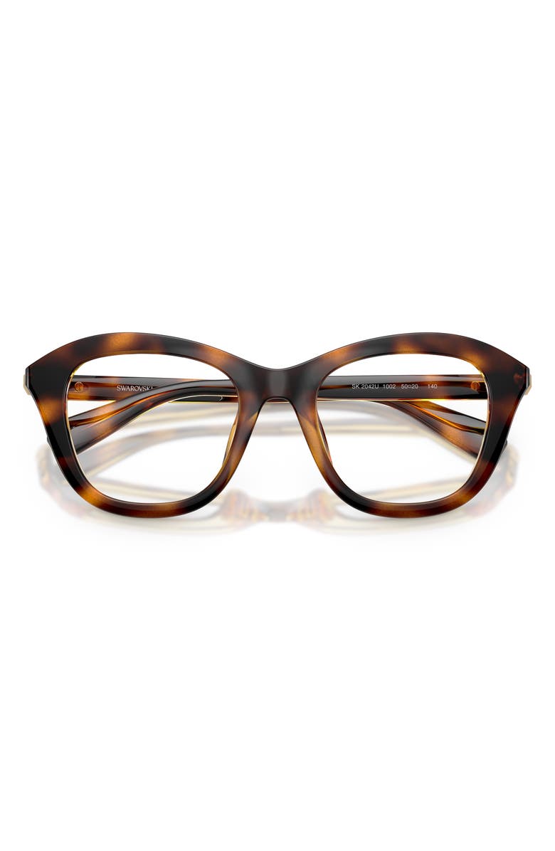 Swarovski 50mm Small Cat Eye Optical Glasses, Alternate, color, Havana / Demo Lens