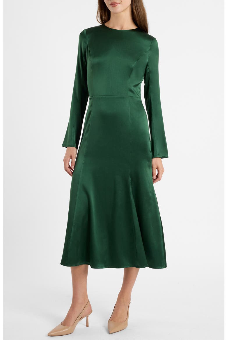 Melara Midi Dress in Stretch Silk Crepe de Chine, Main, color, Evergreen