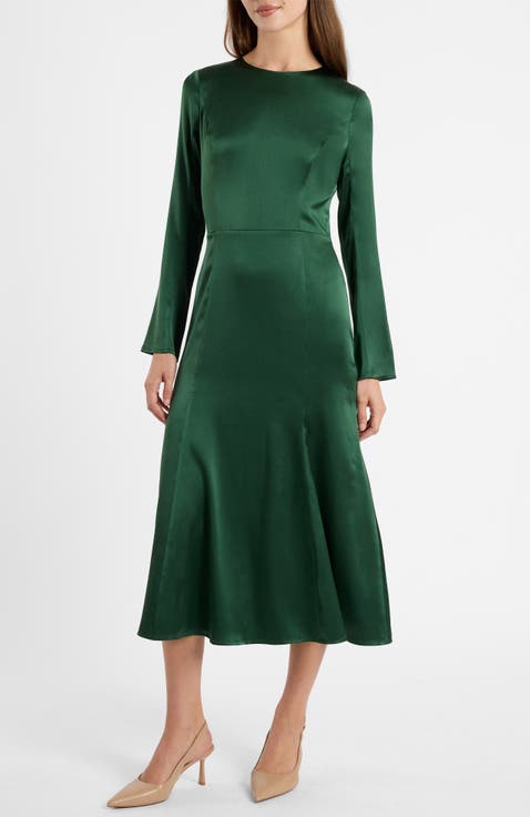 Melara Midi Dress in Stretch Silk Crepe de Chine
