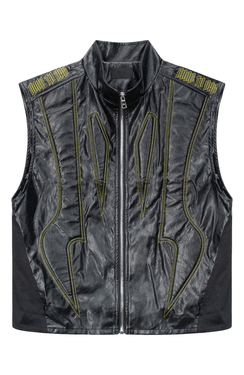 RtA Noe Faux Leather Biker Vest, Main, color, Black