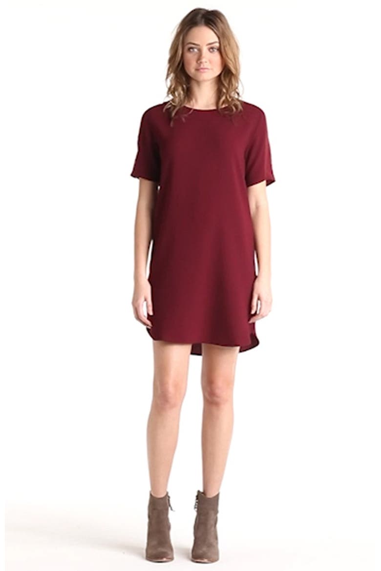 Sheer Trim Shift Dress, Alternate, color, WINE