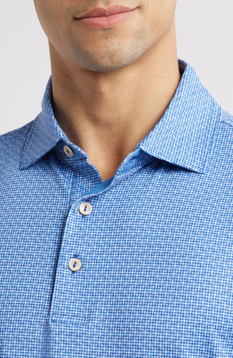 Peter Millar Vega Geometric Print Performance Jersey Polo, Alternate, color, Sailor Blue