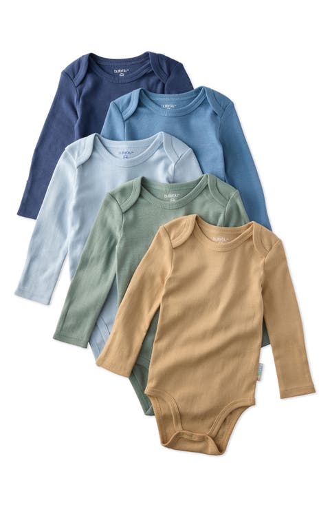 Blake Long Sleeve Organic Cotton Assorted 5-Pack Bodysuits (Baby)