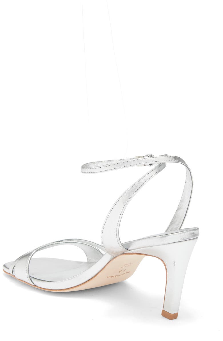 Reformation Gianna Ankle Strap Sandal, Alternate, color, Silver Leather