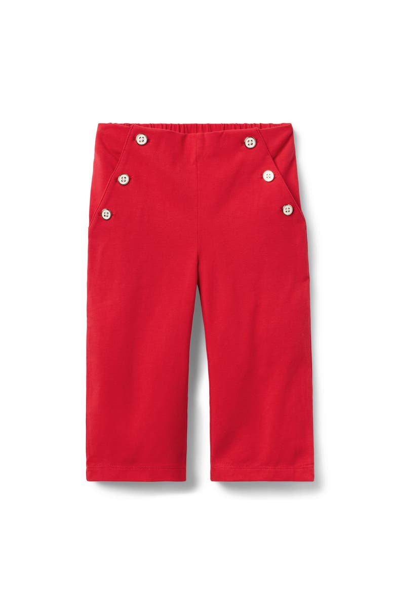 Janie and Jack Wide Leg Button Pant, Main, color, Red