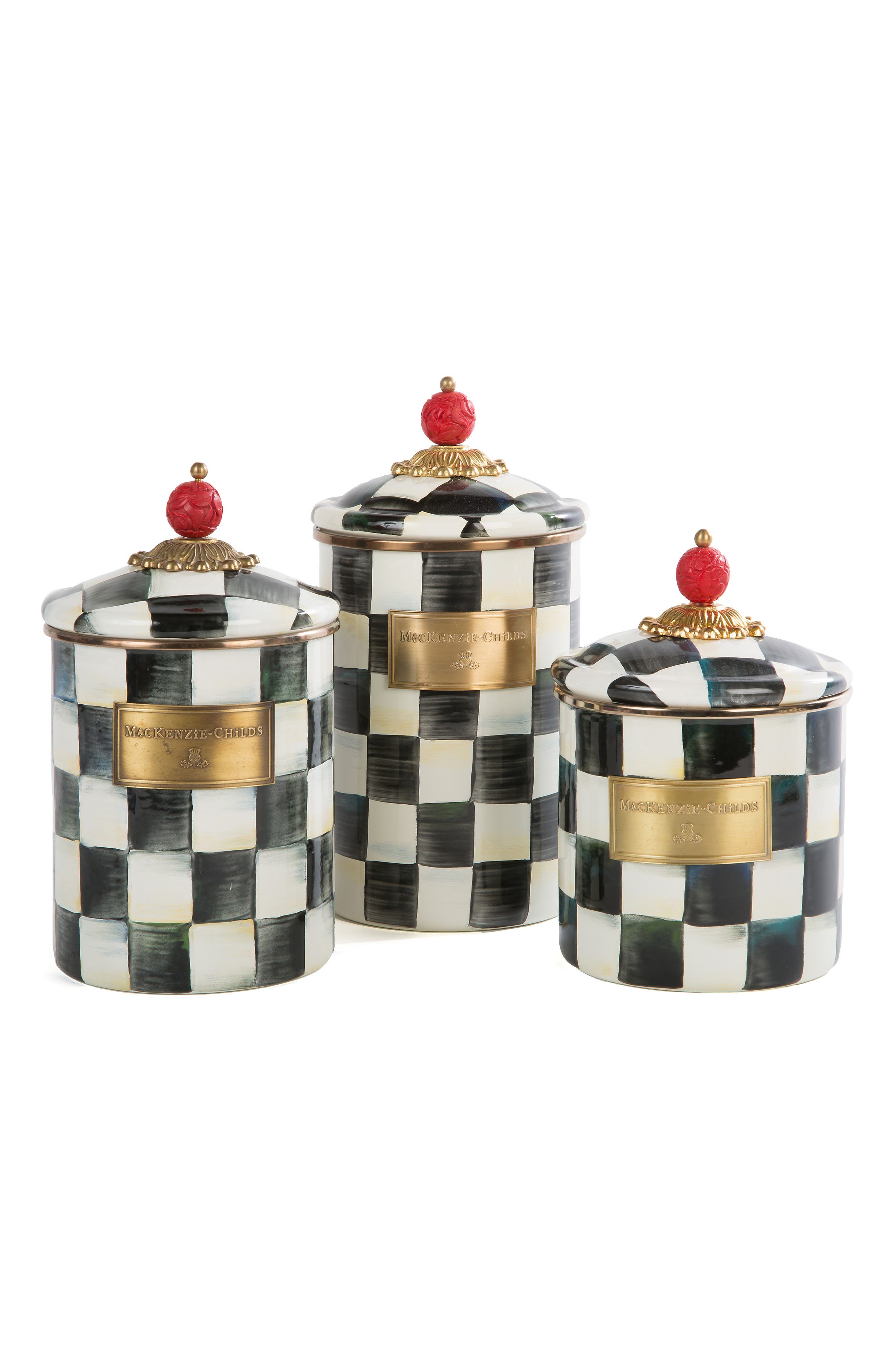 MACKENZIE CHILDS Courtly Check Set of 3 Canisters - Courtly