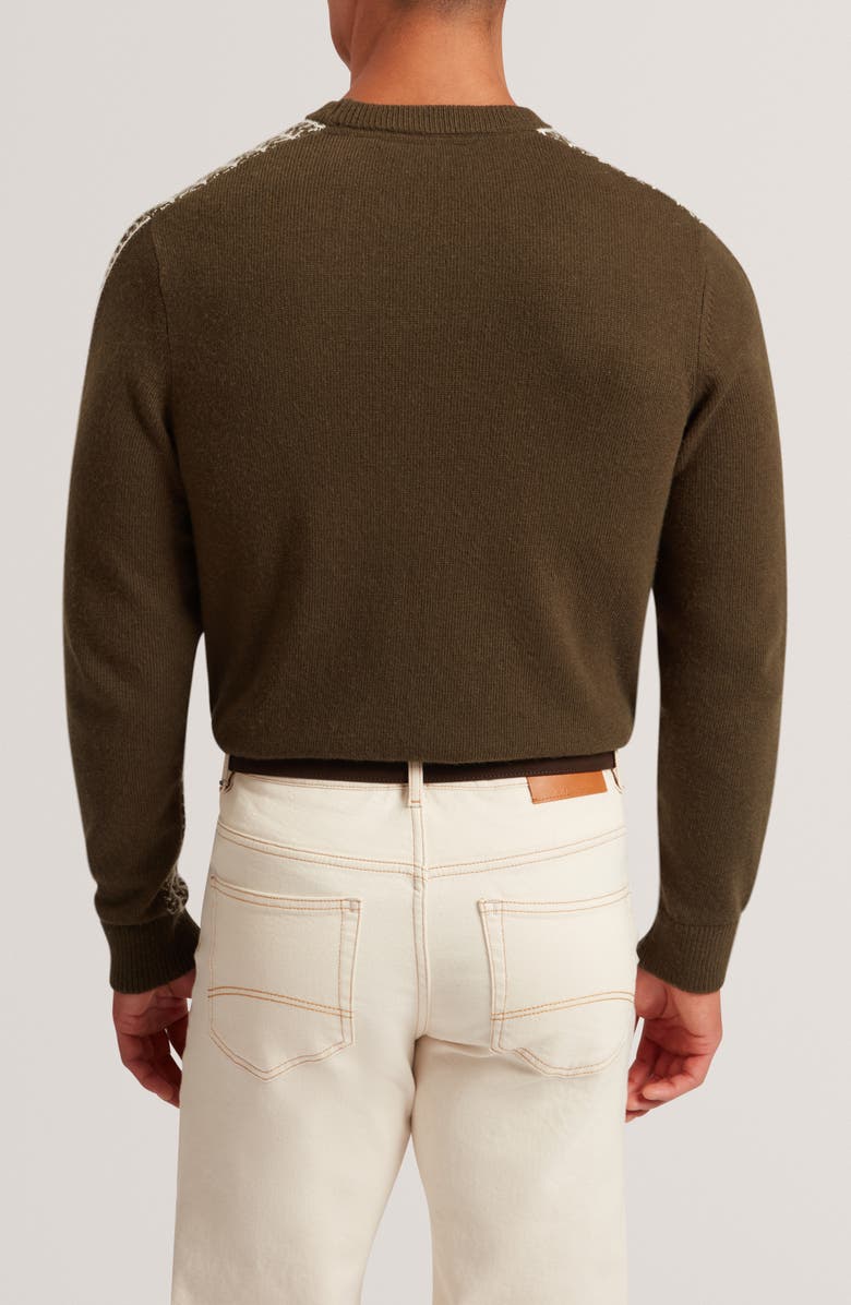 Ted Baker Frankez Textured Herringbone Sweater, Alternate, color, Olive