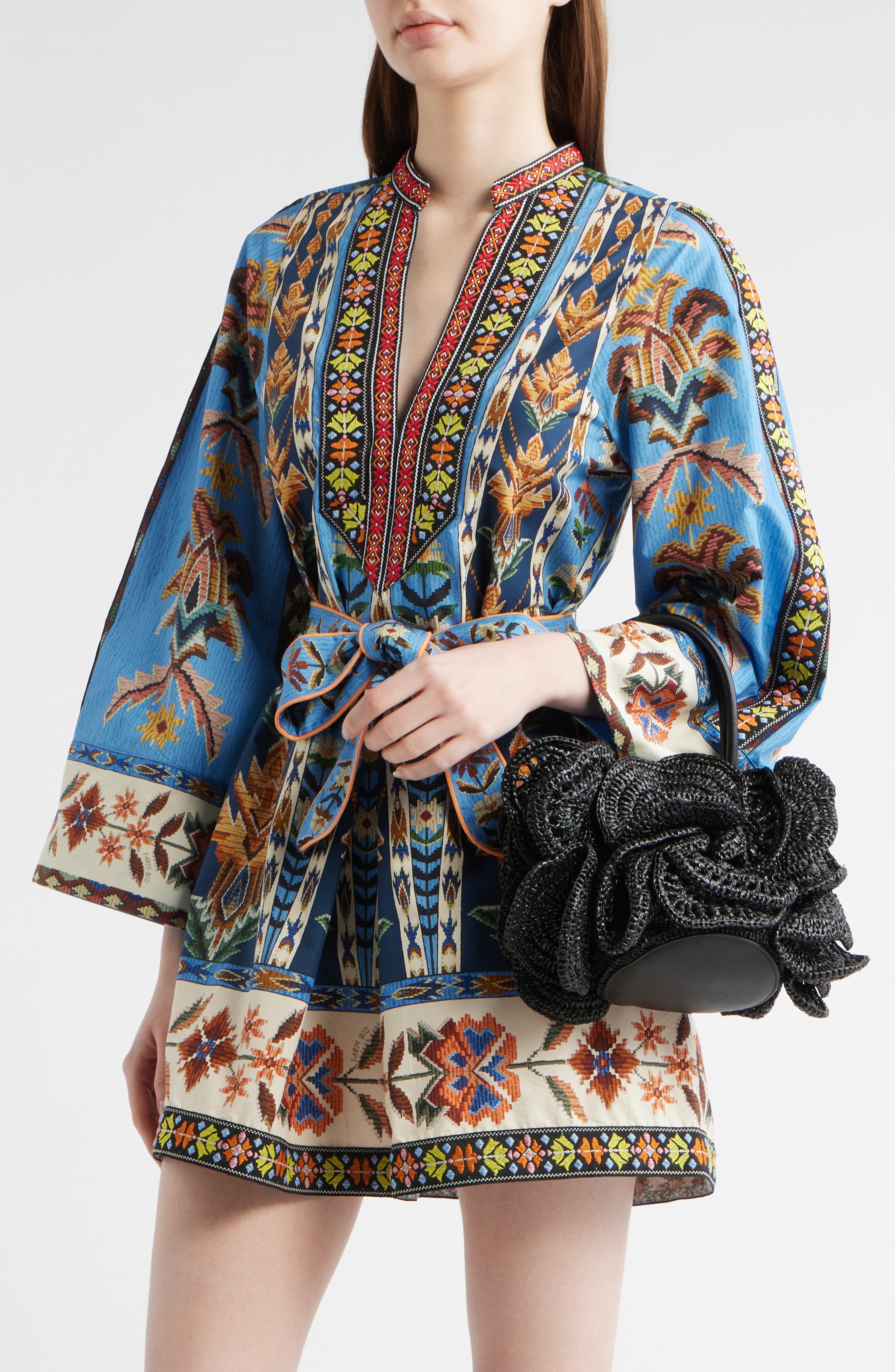 FARM Rio Woven Flower Bag, Alternate, color, Black