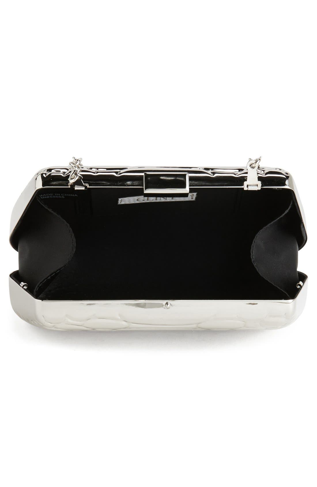 'Anaconda' Metal Clutch, Alternate, color, SILVER