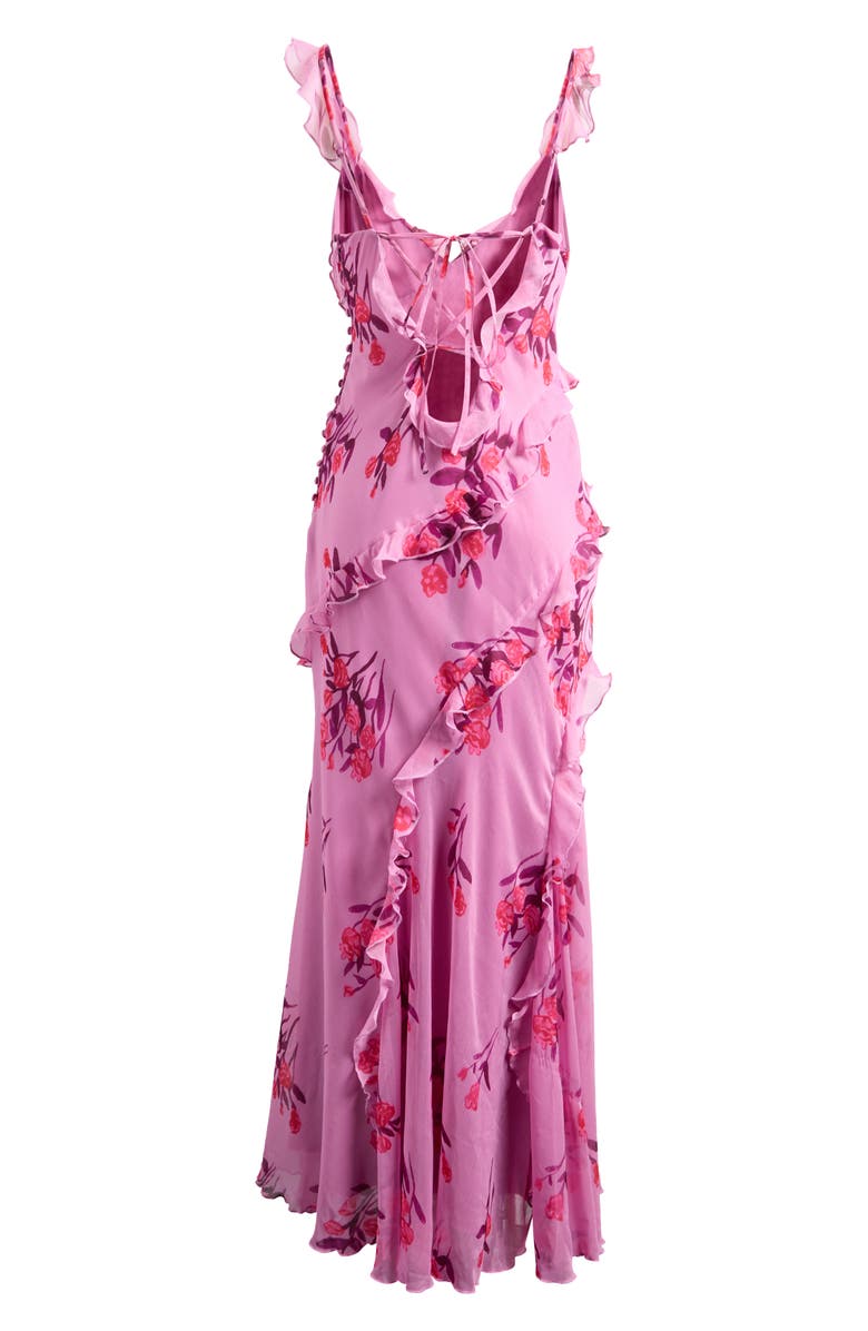 Topshop Floral Ruffle Sleeveless Maxi Dress, Alternate, color, Pink